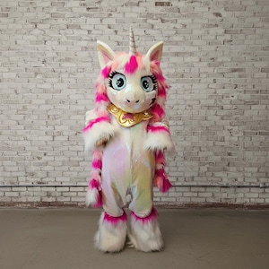 2in1 Unicorn Teddy Bear Mascot Set One Size, 2 Heads 2 Outfits Interchangeable Character Costume, Party Animal Outfit School Custom Mascot