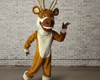 Disfraz de reno hecho a mano, personaje navideño profesional para desfiles y eventos, disfraz de peluche premium para adultos.