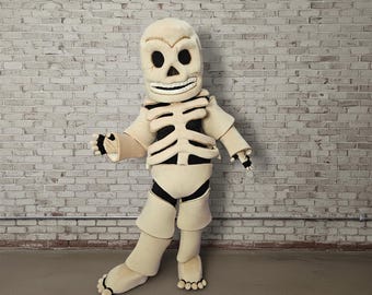 Disfraz de mascota de esqueleto para adultos, traje de peluche espeluznante de Halloween, personaje de momia de dibujos animados, atuendo de animador profesional para espectáculos infantiles.