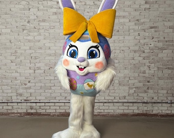 Disfraz de conejito de Pascua para adultos, traje de peluche de conejo sorpresa de primavera, atuendo de animador profesional, personaje de mascota para fiestas navideñas