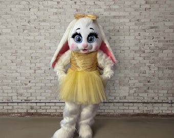 Mascota de conejita princesa, lindo disfraz de conejita para niña, personaje para fiestas infantiles de cumpleaños, mascota para bodas, mascota de peluche profesional para adultos.