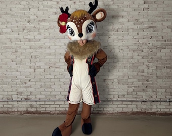 Disfraz de mascota de ciervo del bosque, adorable traje de peluche de cervatillo para cumpleaños infantiles y eventos de cuentos de hadas, personaje profesional de tamaño adulto para animadores.