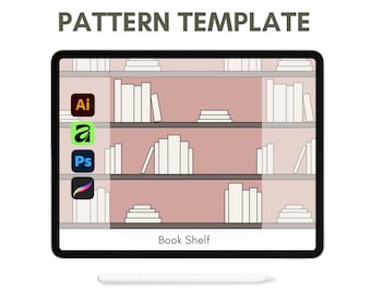 Seamless Pattern Layout Template - Seamless Bookshelf Repeat - Surface Pattern Design