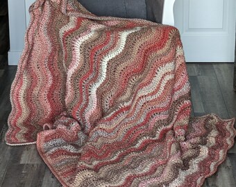 Terracotta, Cinnamon Brown and Pumpkin Nutmeg Orange Very Soft Fireside Afghan