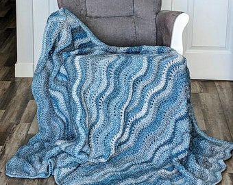 Shades of Turquoise Blues and Cloudy Grays Very Very Soft Fireside Afghan