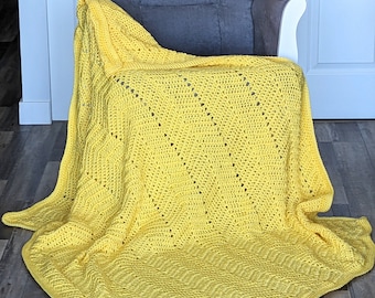 Sunny Lemon Yellow Really Soft Fireside Afghan