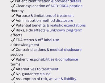aod9604 peptide benefits AOD-9604 Informed Consent Form | Weight Loss Peptide Therapy Waiver | Medical Aesthetic & Wellness Clinic Legal Form Greyhound Performance Supplements Format:10 ml how much does a