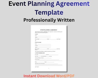 Event Planning Agreement Template | Professional Event Planner Contract for Weddings, Parties & Corporate Events