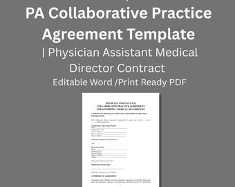 Med Spa PA Collaborative Practice Agreement Aesthetic Physician Assistant Collaborating Protocol Medical Spa Template PA Medical Director