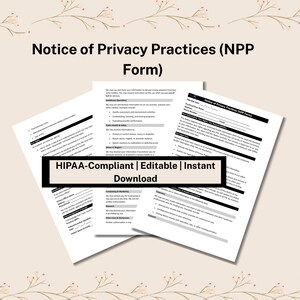 Editable HIPAA Notice of Privacy Practices Template: Medical, Dental (Digital Download)