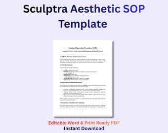 Sculptra Aesthetic SOP Template | Med Spa Policy & Procedure Manual | PLLA Injection Protocol | Cosmetic Nurse Injector Forms