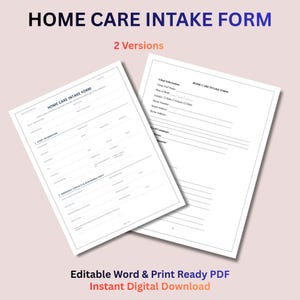 Modèle de formulaire d'admission pour les soins à domicile | PDF modifiable pour les aidants et les agences