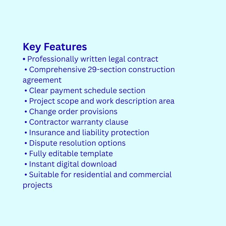 Construction Contract Agreement Template | Editable Builder Contract ...