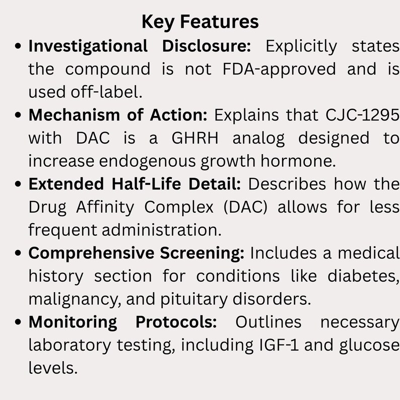 CJC-1295 With DAC Informed Consent Form | Investigational Peptide ...