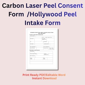 Toestemmingsformulier voor carbonlaser peeling Hollywood-peeling Intake en nazorg Schoonheidsspecialiste Consultatieformulieren voor de klant Documenten voor professionele huidkliniek