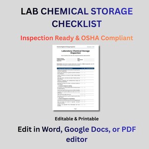 Checklista för inspektion av kemikalieförvaring i laboratorier | OSHA-säkerhetsrevision (PDF)