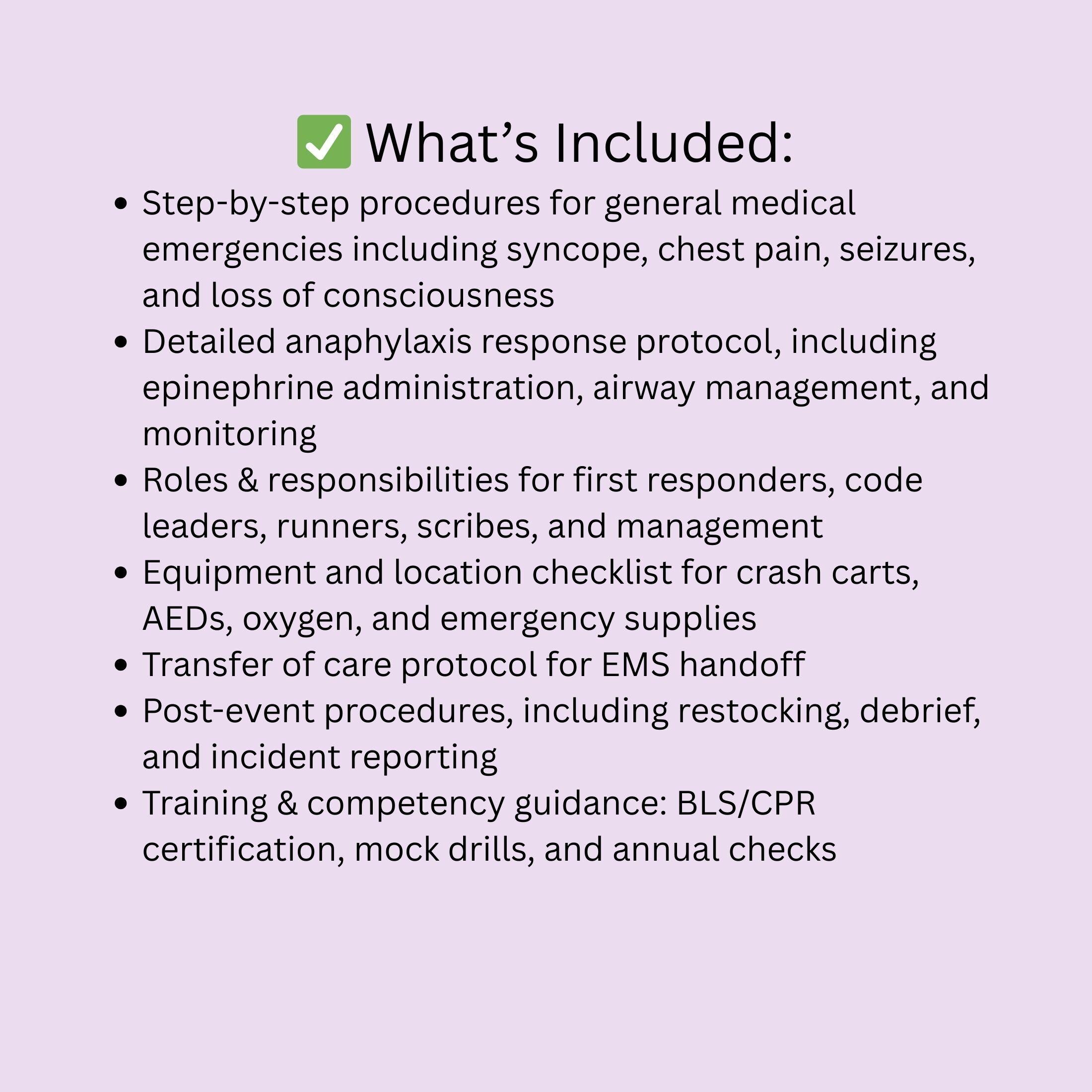 Emergency Response SOP Template | Medical & Anaphylaxis Protocol (pdf ...
