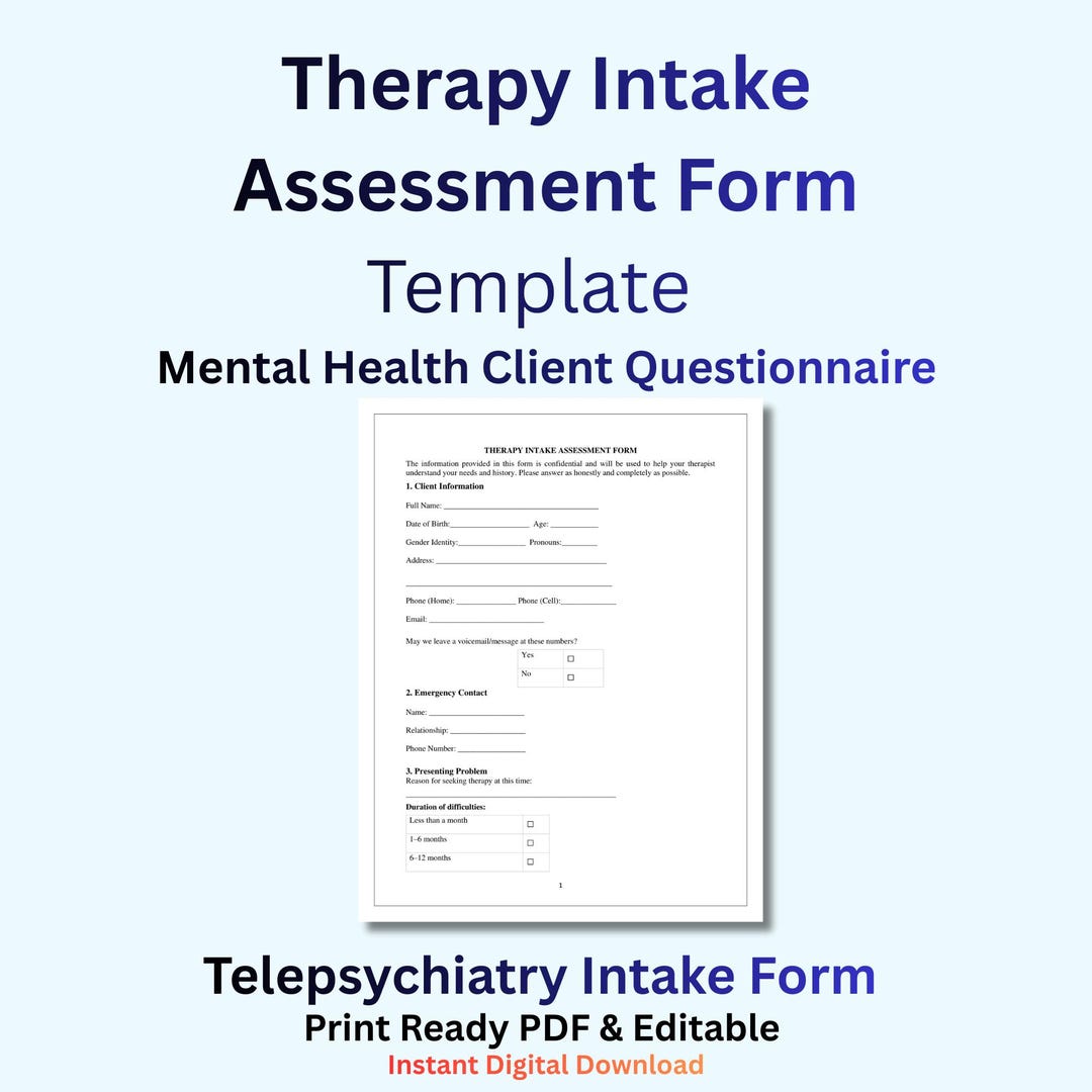 Mental Health Intake Notes.pdf Therapy Intake Assessment Form Template | Telepsychiatry Intake Form ...