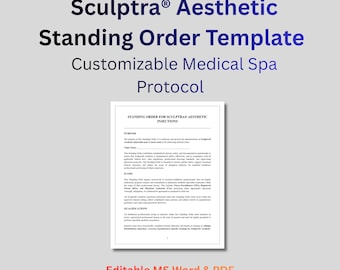 Sculptra Standing Order Template Sculptra Injection Protocol Medical Spa SOP Aesthetic Nurse Injector PLLA Dermal Filler Policy Procedure
