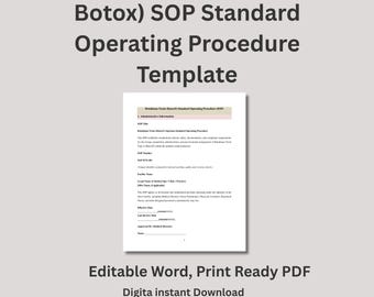 Botox SOP Botulinum Toxin Standard Operating Procedure Template | Med Spa Policy & Protocol Manual | Aesthetic Nurse Injector Training