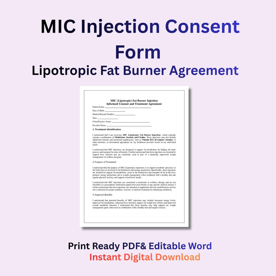 Mic Correction Form.pdf MIC Injection Consent Form | Lipotropic Fat Burner Agreement | Weight ...