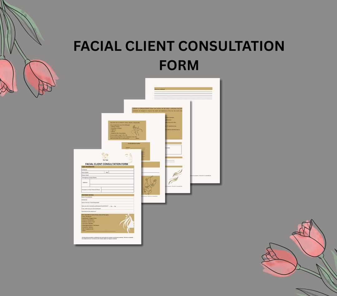 Editable Facial Consultation Form: Esthetician Client Intake (PDF ...
