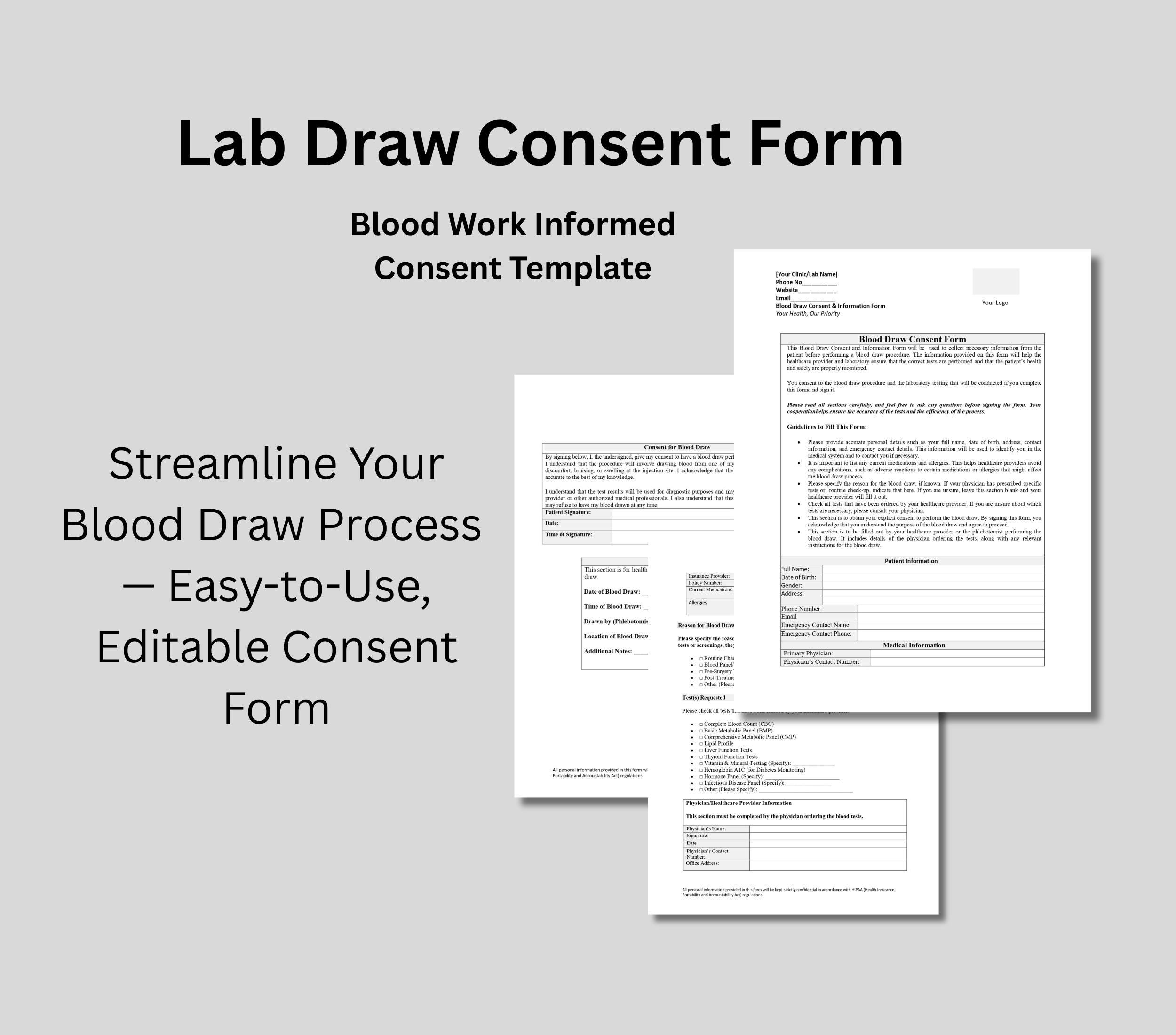 Blood Consent Form.pdf Lab Draw Consent Form Blood Work Informed Consent Template Blood Draw ...