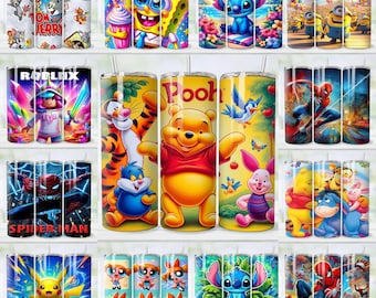 90s Tumbler Wrap Bundle, Instant Download 20oz Tumbler PNG Wraps Design, Digital 90 s Cartoon 20 oz Skinny Tumblers Instant Download