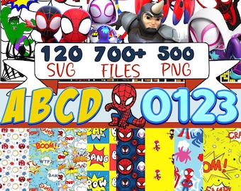 Spidey Clipart Bundle, Spidey SVG, Spidey and his Amazing Friends png and Digital Papers, Superhero SVG, Spidey alphabet