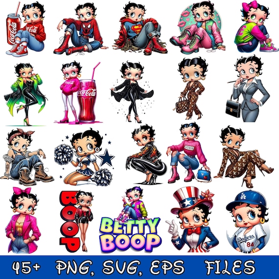 Betty Boop PNG Bundle: 15+ Designs, Sublimation & DTF Sticker Files