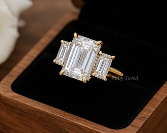 2.50 TCW Emerald Cut Three-Stone Diamond Ring, Engagement Ring, White Gold Ring, Classic 3-Stone Ring for Her, Gift For Her