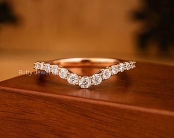 Einzigartiger Stil Hochzeit Band, Moissanite Verlobungsring, Zarte Pave Set Halbe Ewigkeit Band, Brautring, Geschenk für Frauen