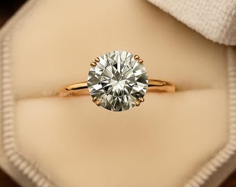 2.5 ct Rundschliff Ring, Solitär Moissanite Verlobungsring, Doppel Kralle Zinke, Sterling Silber Hochzeitsschmuck, trendiges Geschenk für den besten Freund