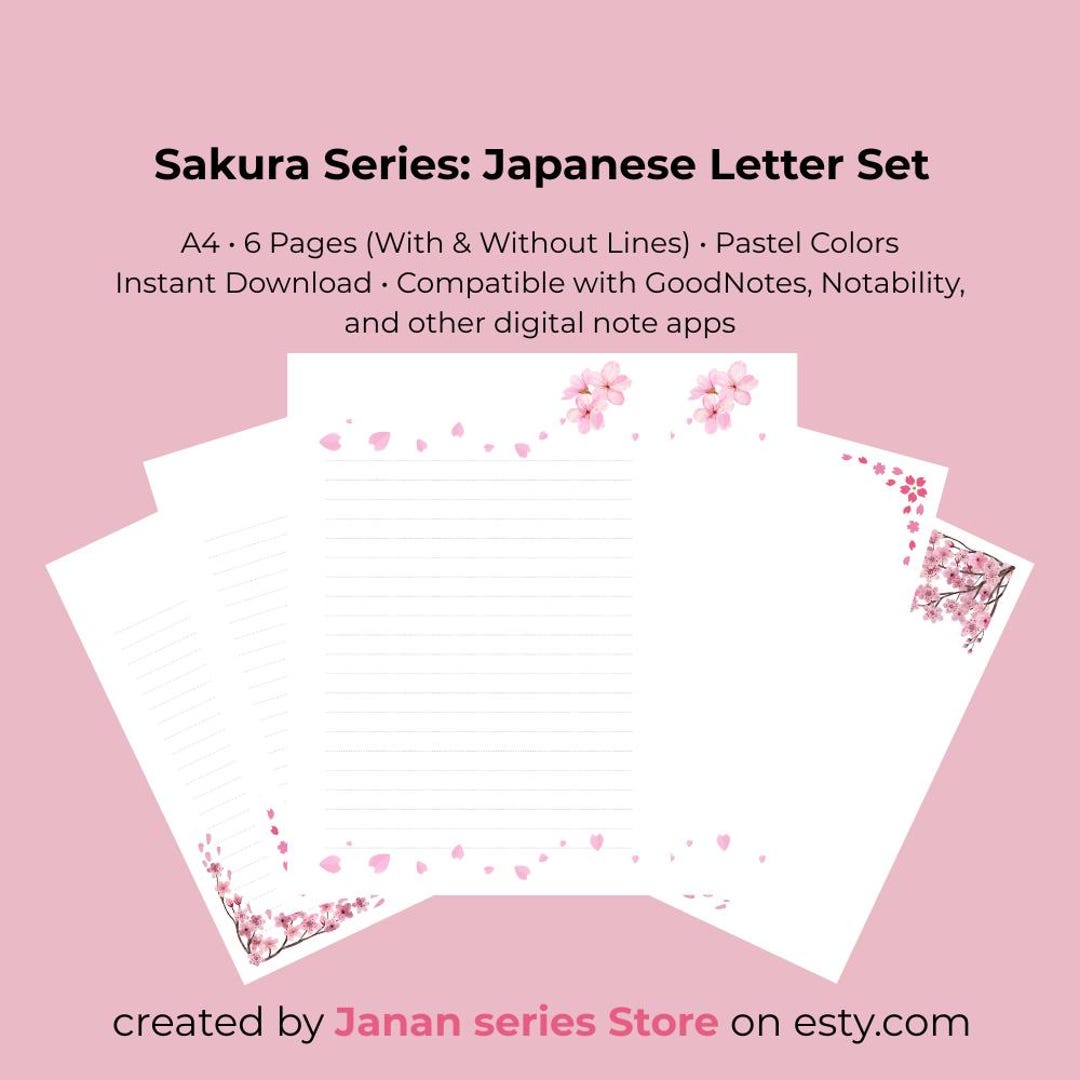 Sakura Series Japanese Letter Set – Digital A4 Letter Sheets for ...