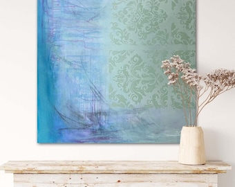 Pintura minimalista, pintura de gran formato, pintura expresionista, arte mural abstracto moderno, pintura contemporánea, pintura damasco, arte mural para loft.