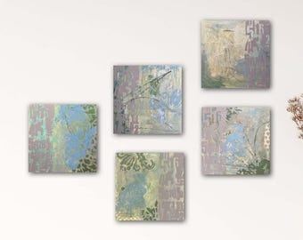 Pinturas originais, Conjunto de 5 pinturas abstratas, Pinturas abstratas, Pinturas modernas, Decoração de parede, Pinturas acrílicas, Pinturas pequenas