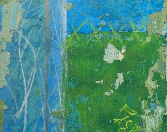 Pintura abstracta, pintura acrílica, arte moderno, pintura original, pintura pequeña, pintura contemporánea, pintura azul, pintura verde