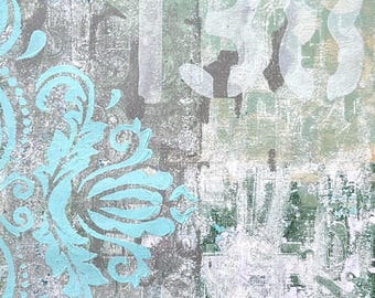 Pintura original, pintura abstracta, pintura acrílica, arte mural moderno, pintura numérica, pintura pequeña, pintura verde, pintura azul