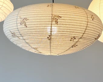 Handmade Embroidery linen lampshade, Japanese style lampshade, customized lampshade, UFO shade lampshade, full set of pendant light, retro