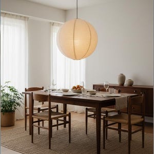 Abat-jour lanterne en lin de style japonais - Lampe à suspension scandinave moderne