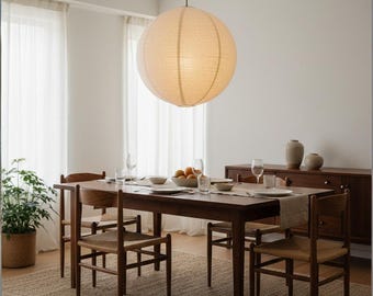 Abajur de linho estilo japonês – Luminária pendente moderna de estilo escandinavo