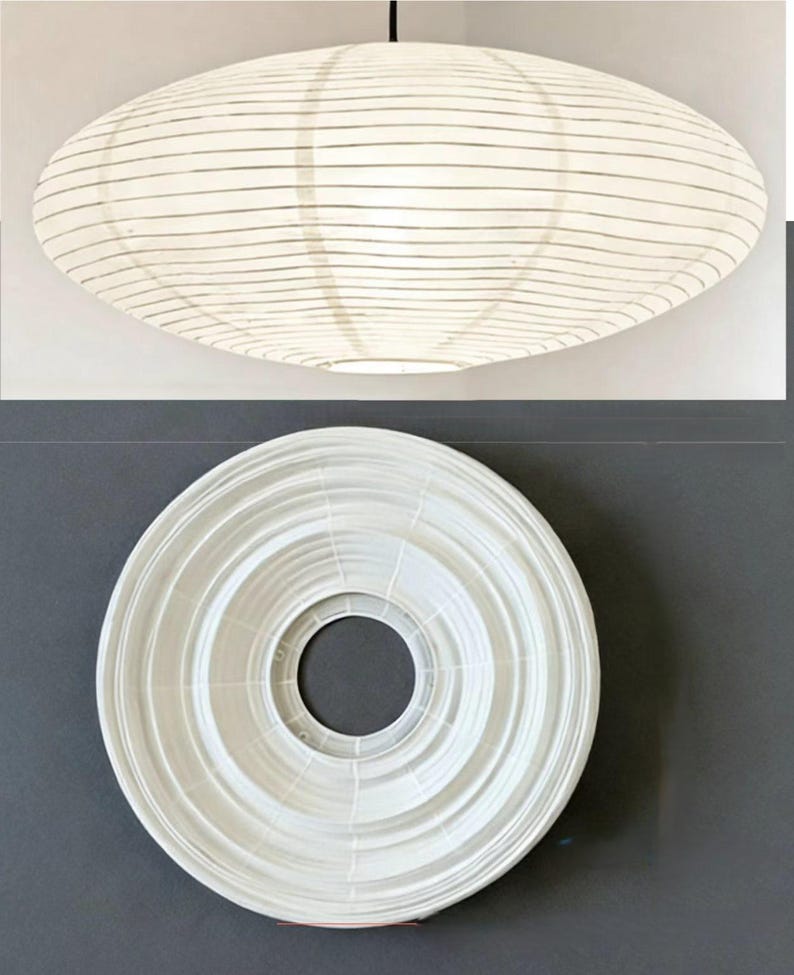 和紙ランタンランプシェード - モダンな北欧風ペンダントライト、UFOシェード Off white