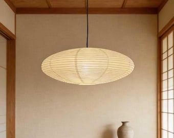 Washi Paper Lantern Lampshade – Modern Scandinavian Pendant Light, UFO shade