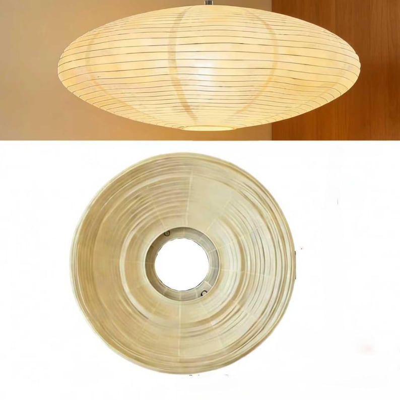 和紙ランタンランプシェード - モダンな北欧風ペンダントライト、UFOシェード ベージュ