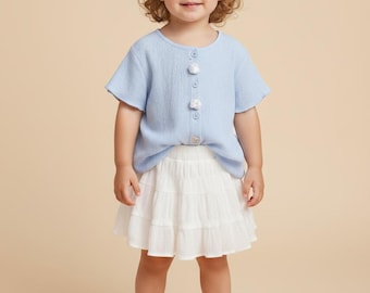 Baby Girl Summer Outfit | Blue Button Top & Ruffle Skirt kids