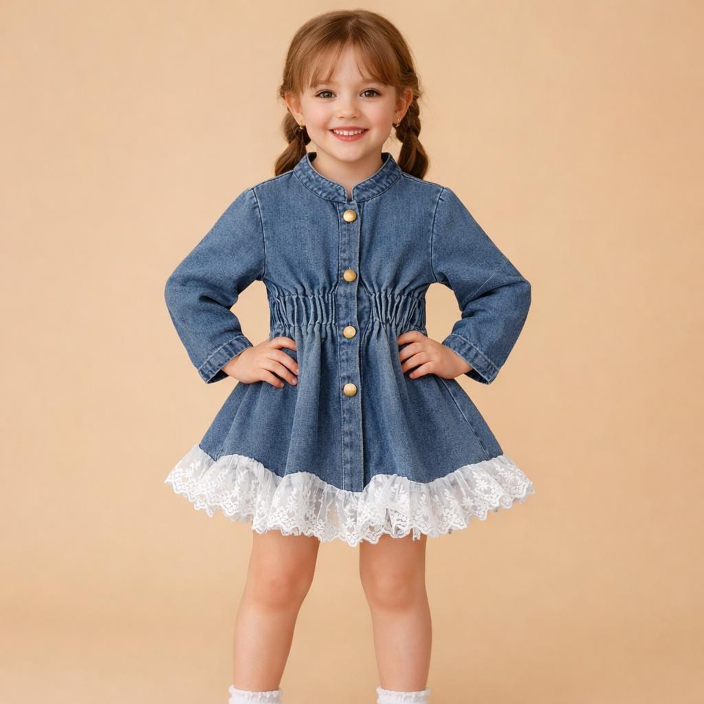 chinese dress ladies Laced Up In Denim Dress