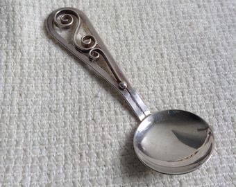 Norwegian Jam or Sugar Spoon.   Vintage Silver-plated Flatware.  Mid century modern, Danish Modern, Scandinavian, Eames era.  Norway.