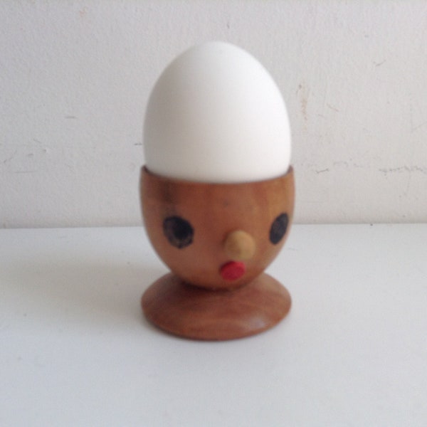 Vintage Wood Egg Cup.  Mid century modern, Danish Modern, Eames era. 1960.