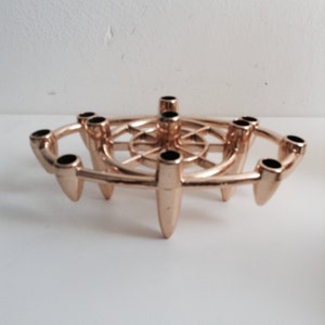 60&#39;s vintage 11 Candle holder Gold Cast Metal. Danish Modern. Eames era. Mid century. Sculptural.