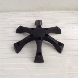 Black Cast Metal Candle holder. Danish Modern. Eames era. Mid century. Sculptural.  Vintage 1960.